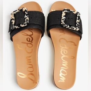 Like New - Sam Edelman Ariane Raffia Black Buckle Platform Sandals